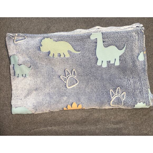 Baby Boy Dinosaur Blanket Plush Blue Blanket 49x60 Lightweight - Picture 4 of 4